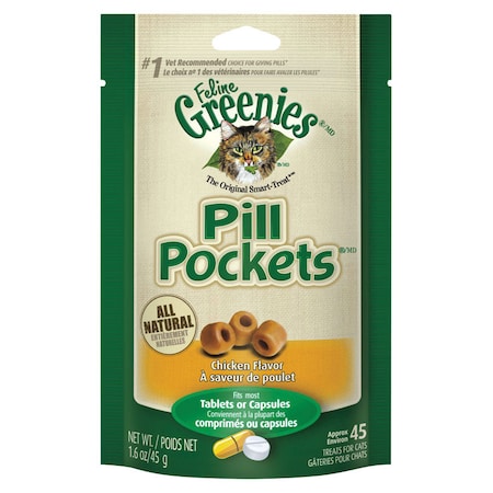 Greenies Greenies Pill Pockets Adult Chicken Cat Food Grain Free 1.6 oz GREO2141